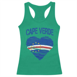 Cape Verde Scribble Flag Heart National Pride Racerback Tank Top Cabo Verde Love TS02 Irish Green Print Your Wear