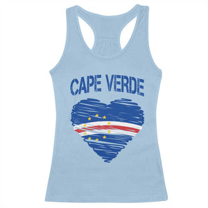 Cape Verde Scribble Flag Heart National Pride Racerback Tank Top Cabo Verde Love TS02 Light Blue Print Your Wear