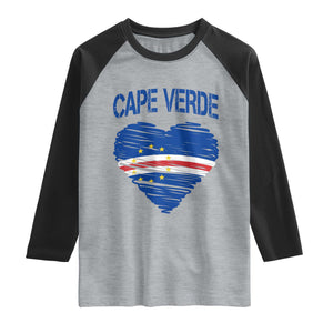 Cape Verde Scribble Flag Heart National Pride Raglan Shirt Cabo Verde Love TS02 Heather Gray Black Print Your Wear