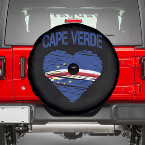 Cape Verde Scribble Flag Heart National Pride Spare Tire Cover Cabo Verde Love TS02 Black Print Your Wear