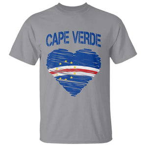 Cape Verde Scribble Flag Heart National Pride T Shirt Cabo Verde Love TS02 Sport Gray Print Your Wear