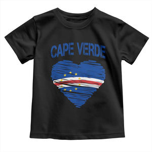 Cape Verde Scribble Flag Heart National Pride Toddler T Shirt Cabo Verde Love TS02 Black Print Your Wear