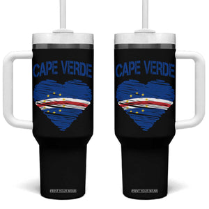Cape Verde Scribble Flag Heart National Pride Tumbler With Handle Cabo Verde Love TS02 One Size: 40 oz Black Print Your Wear