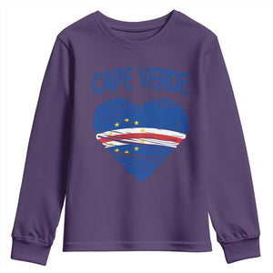 Cape Verde Scribble Flag Heart National Pride Youth Sweatshirt Cabo Verde Love TS02 Purple Print Your Wear