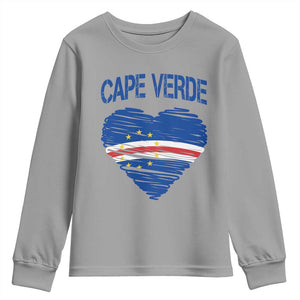 Cape Verde Scribble Flag Heart National Pride Youth Sweatshirt Cabo Verde Love TS02 Sport Gray Print Your Wear