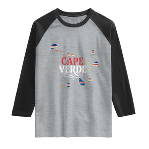 Cabo Verde Islands Flag Map Raglan Shirt Cape Verde Vintage Pride TS02 Heather Gray Black Print Your Wear