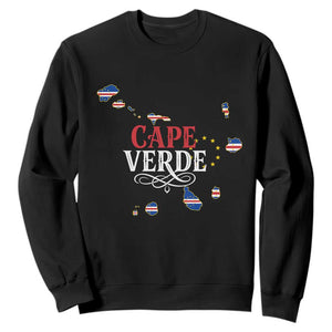 Cabo Verde Islands Flag Map Sweatshirt Cape Verde Vintage Pride TS02 Black Print Your Wear