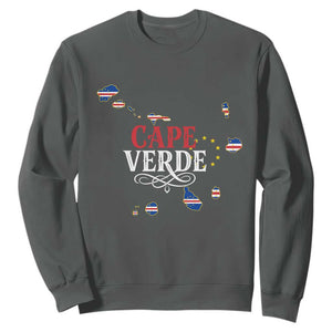 Cabo Verde Islands Flag Map Sweatshirt Cape Verde Vintage Pride TS02 Dark Heather Print Your Wear