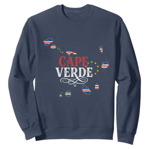 Cabo Verde Islands Flag Map Sweatshirt Cape Verde Vintage Pride TS02 Navy Print Your Wear