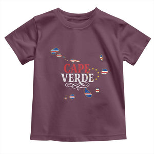Cabo Verde Islands Flag Map Toddler T Shirt Cape Verde Vintage Pride TS02 Maroon Print Your Wear