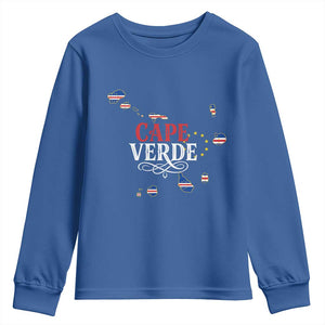 Cabo Verde Islands Flag Map Youth Sweatshirt Cape Verde Vintage Pride TS02 Royal Blue Print Your Wear