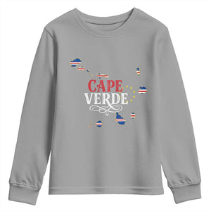 Cabo Verde Islands Flag Map Youth Sweatshirt Cape Verde Vintage Pride TS02 Sport Gray Print Your Wear