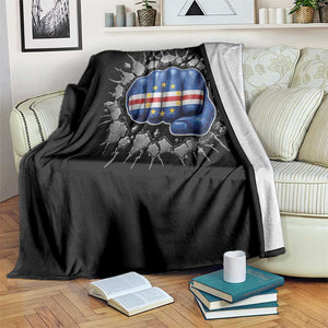 Cape Verde Flag Fist Power Stone Wall Break Graphic Throw Blanket Cabo Verde Strong Roots National Pride TS02 Print Your Wear