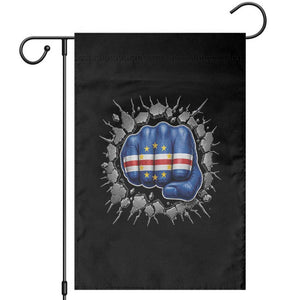 Cape Verde Flag Fist Power Stone Wall Break Graphic Garden Flag Cabo Verde Strong Roots National Pride TS02 Black Print Your Wear