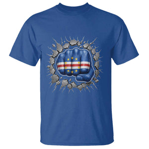 Cape Verde Flag Fist Power Stone Wall Break Graphic T Shirt Cabo Verde Strong Roots National Pride TS02 Royal Blue Print Your Wear