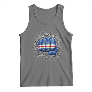 Cape Verde Flag Fist Power Stone Wall Break Graphic Tank Top Cabo Verde Strong Roots National Pride TS02 Black Heather Print Your Wear