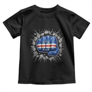 Cape Verde Flag Fist Power Stone Wall Break Graphic Toddler T Shirt Cabo Verde Strong Roots National Pride TS02 Black Print Your Wear