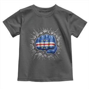 Cape Verde Flag Fist Power Stone Wall Break Graphic Toddler T Shirt Cabo Verde Strong Roots National Pride TS02 Dark Heather Print Your Wear