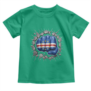 Cape Verde Flag Fist Power Stone Wall Break Graphic Toddler T Shirt Cabo Verde Strong Roots National Pride TS02 Irish Green Print Your Wear
