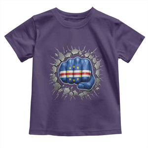 Cape Verde Flag Fist Power Stone Wall Break Graphic Toddler T Shirt Cabo Verde Strong Roots National Pride TS02 Purple Print Your Wear