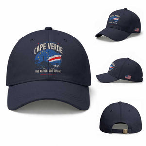 Cape Verde Small Islands Big Hearts Pride Baseball Cap Cabo Verde One Nation One Dream Distressed Flag TS02 Baseball Cap Universal Fit Navy Print Your Wear