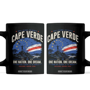 Cape Verde Small Islands Big Hearts Pride Coffee Mug Cabo Verde One Nation One Dream Distressed Flag TS02 Black Print Your Wear