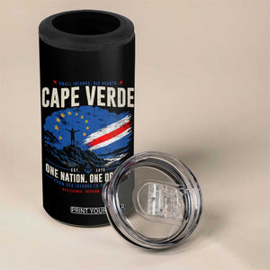 Cape Verde Small Islands Big Hearts Pride 4 in 1 Can Cooler Tumbler Cabo Verde One Nation One Dream Distressed Flag TS02 Print Your Wear