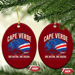 Cape Verde Small Islands Big Hearts Pride Ceramic Ornament Cabo Verde One Nation One Dream Distressed Flag TS02 Print Your Wear