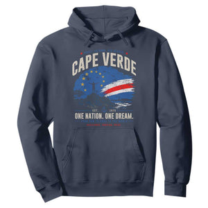 Cape Verde Small Islands Big Hearts Pride Hoodie Cabo Verde One Nation One Dream Distressed Flag TS02 Navy Print Your Wear