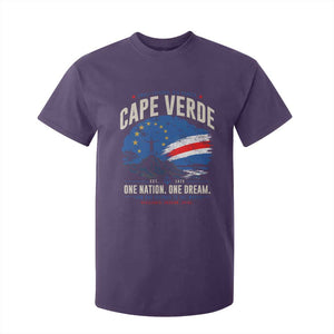 Cape Verde Small Islands Big Hearts Pride T Shirt For Kid Cabo Verde One Nation One Dream Distressed Flag TS02 Purple Print Your Wear