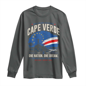 Cape Verde Small Islands Big Hearts Pride Long Sleeve Shirt Cabo Verde One Nation One Dream Distressed Flag TS02 Dark Heather Print Your Wear