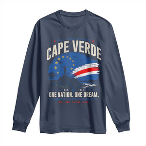 Cape Verde Small Islands Big Hearts Pride Long Sleeve Shirt Cabo Verde One Nation One Dream Distressed Flag TS02 Navy Print Your Wear
