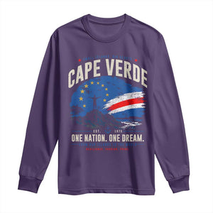 Cape Verde Small Islands Big Hearts Pride Long Sleeve Shirt Cabo Verde One Nation One Dream Distressed Flag TS02 Purple Print Your Wear