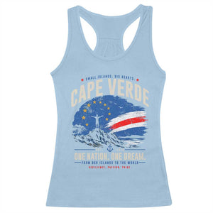 Cape Verde Small Islands Big Hearts Pride Racerback Tank Top Cabo Verde One Nation One Dream Distressed Flag TS02 Light Blue Print Your Wear