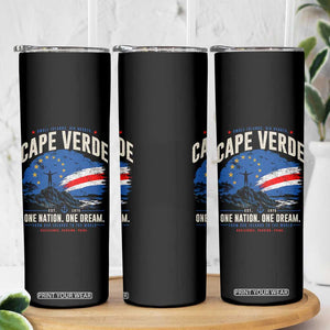 Cape Verde Small Islands Big Hearts Pride Skinny Tumbler Cabo Verde One Nation One Dream Distressed Flag TS02 Print Your Wear