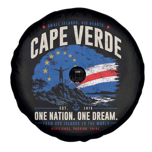 Cape Verde Small Islands Big Hearts Pride Spare Tire Cover Cabo Verde One Nation One Dream Distressed Flag TS02 Print Your Wear