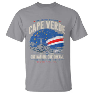 Cape Verde Small Islands Big Hearts Pride T Shirt Cabo Verde One Nation One Dream Distressed Flag TS02 Sport Gray Print Your Wear