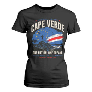 Cape Verde Small Islands Big Hearts Pride T Shirt For Women Cabo Verde One Nation One Dream Distressed Flag TS02 Black Print Your Wear