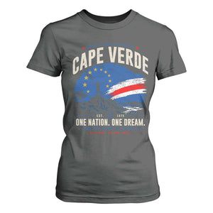 Cape Verde Small Islands Big Hearts Pride T Shirt For Women Cabo Verde One Nation One Dream Distressed Flag TS02 Dark Heather Print Your Wear