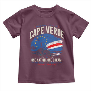 Cape Verde Small Islands Big Hearts Pride Toddler T Shirt Cabo Verde One Nation One Dream Distressed Flag TS02 Maroon Print Your Wear