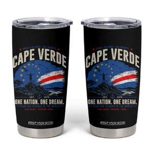 Cape Verde Small Islands Big Hearts Pride Tumbler Cup Cabo Verde One Nation One Dream Distressed Flag TS02 Black Print Your Wear