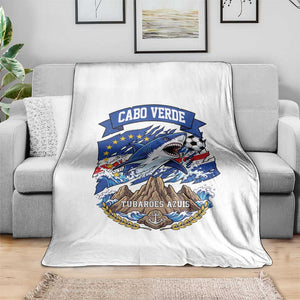 Cabo Verde Tubarões Azuis Soccer Pride Throw Blanket Cape Verde Blue Sharks Football Fans TS02 Print Your Wear