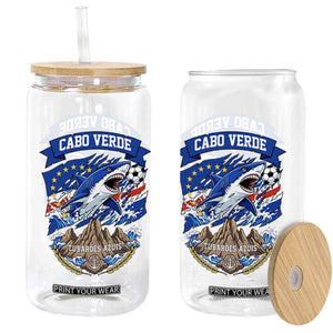 Cabo Verde Tubarões Azuis Soccer Pride Glass Can Cape Verde Blue Sharks Football Fans TS02 Print Your Wear
