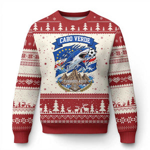 Cabo Verde Tubarões Azuis Soccer Pride Ugly Christmas Sweater Cape Verde Blue Sharks Football Fans TS02 Beige Red Print Your Wear