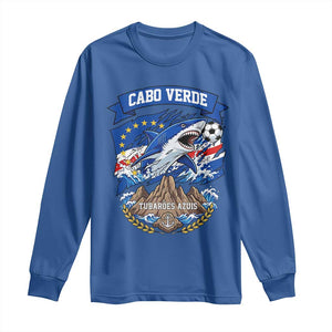 Cabo Verde Tubarões Azuis Soccer Pride Long Sleeve Shirt Cape Verde Blue Sharks Football Fans TS02 Royal Blue Print Your Wear