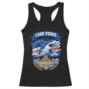 Cabo Verde Tubarões Azuis Soccer Pride Racerback Tank Top Cape Verde Blue Sharks Football Fans TS02 Black Print Your Wear