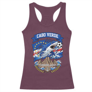 Cabo Verde Tubarões Azuis Soccer Pride Racerback Tank Top Cape Verde Blue Sharks Football Fans TS02 Maroon Print Your Wear