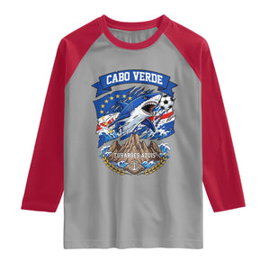 Cabo Verde Tubarões Azuis Soccer Pride Raglan Shirt Cape Verde Blue Sharks Football Fans TS02 Sport Gray Red Print Your Wear