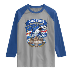 Cabo Verde Tubarões Azuis Soccer Pride Raglan Shirt Cape Verde Blue Sharks Football Fans TS02 Sport Gray Royal Print Your Wear