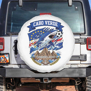 Cabo Verde Tubarões Azuis Soccer Pride Spare Tire Cover Cape Verde Blue Sharks Football Fans TS02 No hole White Print Your Wear